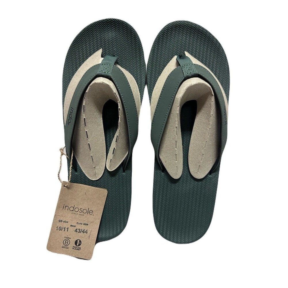NEW Indosoles Mens Size 10-11 All Terrain Waterproof Vegan Flip Flops Leaf Green - Picture 2 of 9